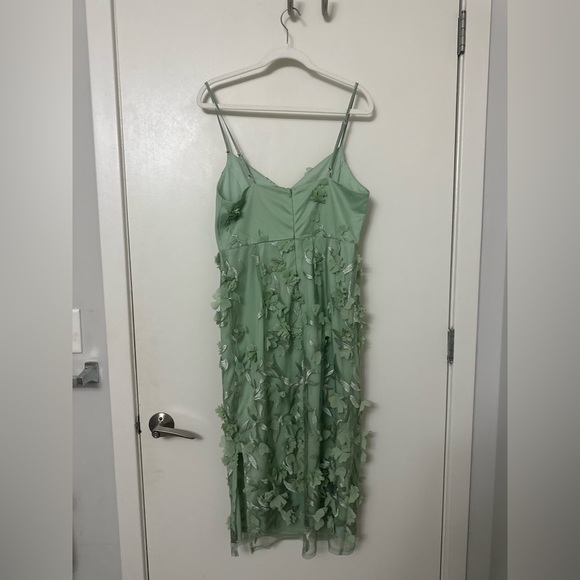 Sage Green 3D Floral Embroidered Midi Dress - Picture 6 of 7